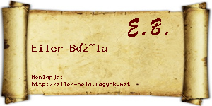 Eiler Béla névjegykártya